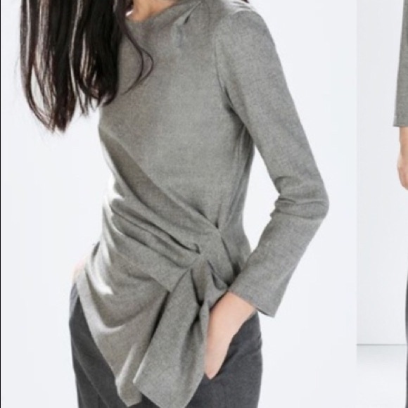Zara Tops - Zara Wool Blend Gray asymmetrical top